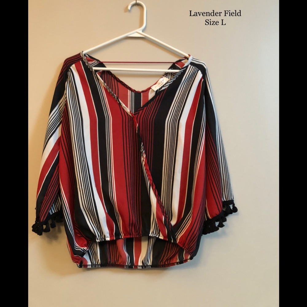 Lavender Field orange and black top size L